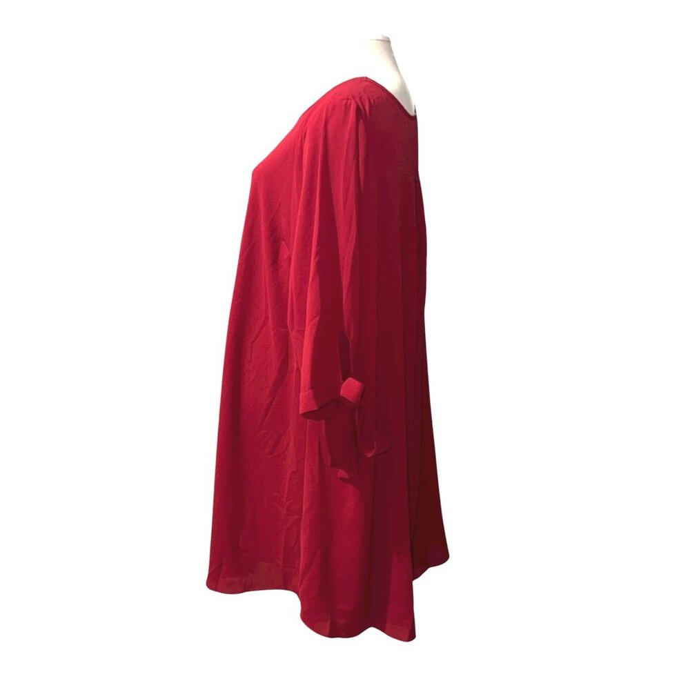 ChicSoul Tie Sleeve Midi Casual Work Dress Sz 3XL Red Womens - Picture 9 of 16